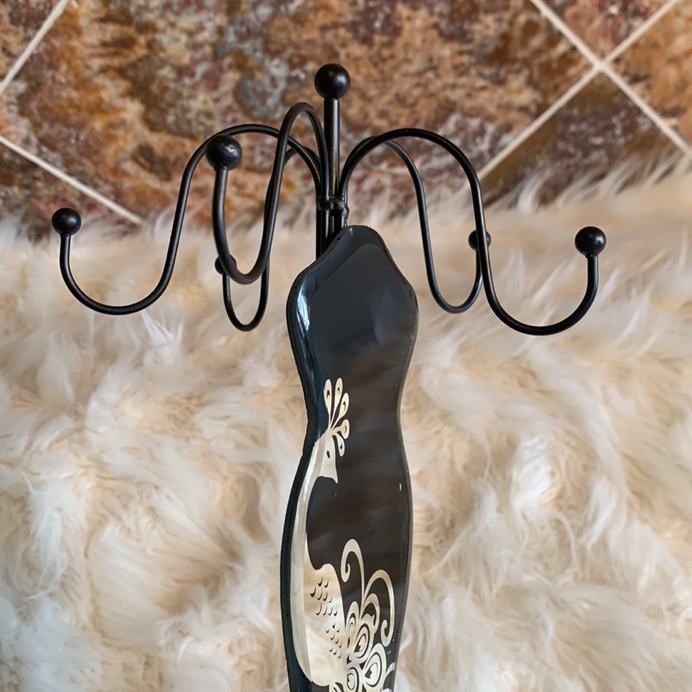 Mirrored Black Dress with Peacock Design Jewelry Holder - Picture 7 of 7